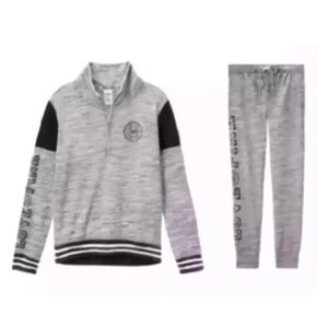 (NWT) Victoria's Secret PINK Bling Pullover and Pant Set in Marled Grey, XS